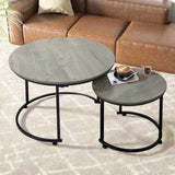 Levede Round Nesting Table Coffee Table Wood Side Table CH1156-60-GY