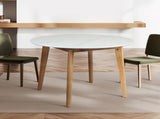 Levede Dining Table Round Rubberwood Base 100cm White 100 CM CH1127-100-WH