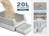 20L Large Anti-Leak Enclosed Cat Litter Box Stainless Steel Detachable Kitty Litter Tray with ABS V985-LIDLITTERBOX