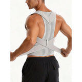 Plus Size Posture Corrector for Men Women, Gray Adjustable Back Brace for Big & Tall, Upper Back V1370-AZ4-17998