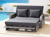 Gardeon Outdoor Day Bed Sun Lounge Setting Wicker Lounger Patio Furniture Grey ODF-SUNBED-RCL-GE-AB
