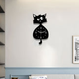 Black Gray Cat Wall Clock Unique Home Decor Silent Wall Clock Cat Decor Australia Modern V1347-115-GRA-17543