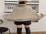 Imitation Mink Collar Knit Shawl Autumn/Winter Retro Cape, Elegant, Versatile, and V1232-FLDMWT003