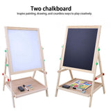 Art Easel for Kids Wooden Easel Double Sided Standing Chalkboard Dry Erase Board for Kids V1369-AZ3-W-22078