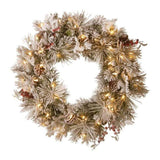 Christabelle 61cm Snowy Christmas Wreath Bedford with LED Lights Front Door Decoration Ornament 112_NATSB61W