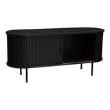 Ribbed Black Sideboard with Sliding Doors V264-TAB-726C-BLK-NA-1