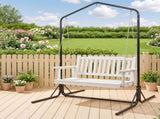 Gardeon Wooden 2-Seater Outdoor Swing Chair with Black Stand White Hanging Chair ODS-1956W-U-WH