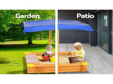 Keezi Kids Sandpit Wooden Sandbox Sand Pit with Canopy Water Basin Toys 103cm SAND-CANOPY-WATER