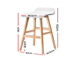 Artiss 2x Bar Stools Wooden Stool White BENT-C-077-WHX2