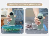 USB Rechargeable Portable Vacuum Sealer, includes sealing bags and a rapid vacuum pump. Space-saving V1232-ZKJ002