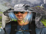 Wide Brim Sun Hat with 2 Solar Fans, Hat with Neck Flap, Men's Wide Brim Solar Fan Outdoor V1366-AZ2-W-12854