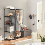 SONGMICS Portable Closet Wardrobe with 2 Hanging Rods Black V227-8498402109990