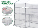 Greenhouse Walk-In Tunnel 3 Tier Planting Shelves 143x143x195cm Strong Stability with PE Cover V985-GREENHOUSE2