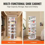 VEVOR 6-Tier Rotating Shoe Rack Tower 360&deg; Spinning Shoe Display Carousel White V952-BSXZXJ6CGD4GJF8W5V0