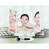 Makeup Mirror With LED Light Standing Mirror Magnifying Tri-Fold Touch V63-832231