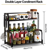 CARLA HOME 2-Tier Wooden Kitchen Countertop Spice Rack for Storage of Condiments, Oils, Jars & V178-36219