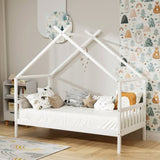 Artiss Bed Frame Wooden Base Kids Single Timber House Beds White WBED-G-CABIN-S-WH-AB