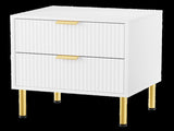Levede Bedside Table with 2 Drawers White Metal Legs CH1135