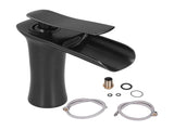 G1/2 Sink Faucet Copper Waterfall Water Tap Black Bathroom Basin Hot Cold Faucet for Kitchen Toilet V1294-YM0523-3112210109511
