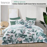 Bianca Abbey Green Cotton Sateen Tropical Floral Quilt Cover Set Double V442-BCA-QUILTCS-ABBEY-GREEN-DS