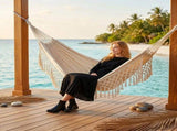 Double Tassel Hammock 110x59 Inch 450lbs Capacity Cotton-Polyester Canvas for Outdoor & V1232-LYDC-003