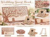 Heart Shaped Wedding Guest Book Alternative Wooden Message Board with Stand for Reception Decor and V1192-AZ-W-24182