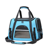 Blue Foldable Pet Carrier Bag with Breathable Mesh Windows, Removable Fleece Pad & Shoulder Strap V888-ELOSUNG55556