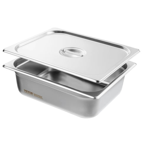 VEVOR 8 Pack Hotel Pans, 1/2 Size Anti-Jam Steam Pan with Lid, 0.8mm Thick Stainless Steel Steam V952-12BCCPBXG8JTGXJ0JV0