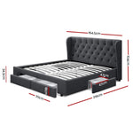 Artiss Bed Frame Queen Size with 4 Drawers Charcoal MILA BFRAME-F-MILA-Q-CHA-ABC