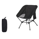 Black Lightweight Portable Camping Chair - Adjustable Height Folding Moon Chair with Breathable Mesh V888-ELOSUNG32607