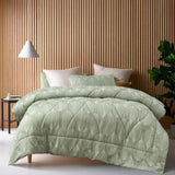 Accessorize Leaf 3 Piece Jacquard Comforter Set Queen V442-HIN-COMFORTER-LEAF-GREEN-QS