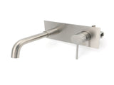 WELS Round Wall Mounted Basin Vanity Mixer Bath Tub Faucet Spout Brushed Nickel V1233-KRD301N