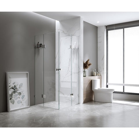 120x120cm Double Door Corner Shower Screen with Gold Brackets and SS Hinges, Square knob Handle V63-901901