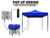 3x3m Pop Up Gazebo Outdoor Tent Folding Marquee Party Camping Market Canopy - blue V610-GAR-3X3-BL