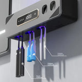 Smart UV Sterilizer Toothbrush Holder USB Charging ABS Material Hot Air Dry No-Drill Wall Mounted V1232-YSJ-UV-002
