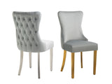 Paris Dark Grey Velvet & Silver Polished Steel Upholstered Dining Chairs Tufted Back - Set of 2 V292-DC-PARIS-DGREY-SILVER