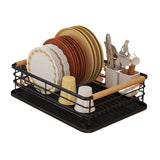 Dish Drainer Rack - Plate, Silverware Drying Rack for Kitchen with Beechwood Handles - Modern Retro V1192-AZ-W-16531