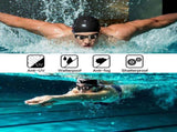 Black Swim Goggles Set with Cap, Nose Clip, Earplugs & Case Anti-Fog UV Protection for Men & Women V1107-BLACK SWIM GOGGLES SET
