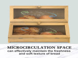 Double Layer Bamboo Bread Box for Kitchen Counter with Large Capacity and Clear Window V178-36087