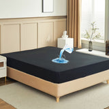 Black Mattress Protector Waterproof Bed Cover Queen Size Mattress Pad Cover 12' Deep Pocket Fitted V1366-AZ2-W-24407