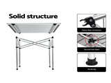 Weisshorn 3pc Camping Table Chair Set Outdoor Folding Aluminium Portable Picnic CAMP-MOON-BKX2-ALUM-70