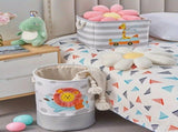 Kids Toy Storage Basket With 3D Lion, Foldable Cotton Canvas Laundry Hamper With Drawstring And V1237-ZY-807-073