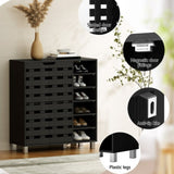 Artiss Shoe Rack Cabinet 6 Tier Storage Shelf Black FURNI-L-SHOE-2D-BK-AB
