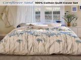 Bedding House Cornflower Sand 100% Cotton Percale Quilt Cover Set Queen V442-HIN-QUILTCS-CORNFLOWER-SAND-QS