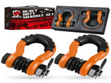 Gift Box Set of Orange 3/4" D-Ring Tow Shackle - Carbon Steel Bow Shackle with Nut & Cotter V888-ELOSUNG55594