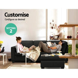 Artiss Modular Sofa Chaise Set 4-seater Dark Grey SBED-C-EP05-DA-GY-ABCE