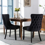 8x Velvet Upholstered Dining Tufted Chairs with Studs Trim and Solid Wood Legs-Black V226-SW8809BK-4
