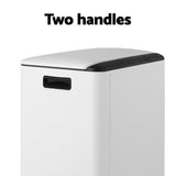 Cefito Pedal Bins Rubbish Bin Dual Compartment Waste Recycle Dustbins 40L White RB-40L-2C-WH