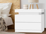 Artiss Bedside Table 2 Drawers Lift-up Storage - COLEY White FURNI-O-BS-02-WH