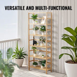 VEVOR Bamboo Bookshelf 6 Tiers Bamboo Ladder Bookcase Rectangle Storage Rack V952-TBSJTBZZZFX69RI3MV0